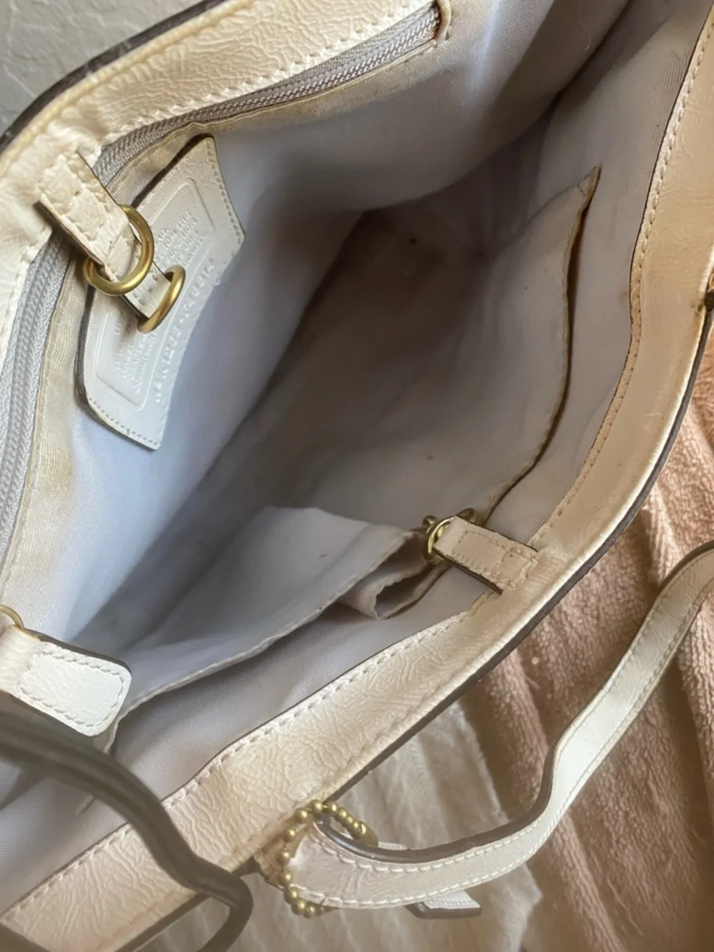 Coach Beige and White Signature Canvas Tote - Picture 4 of 7